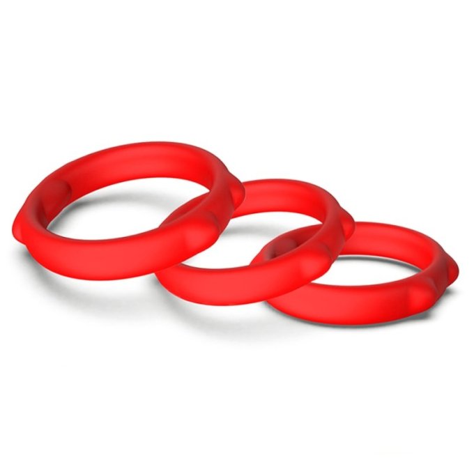 Lot de 3 Cockrings Caty Rings Rouges
