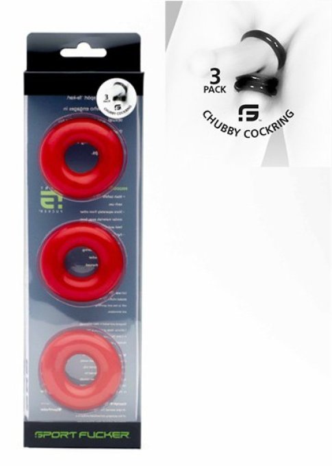 Lot de 3 cockrings Chubby Rouge