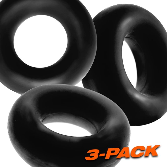 Lot de 3 cockrings Fat Willy Noirs
