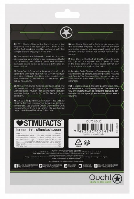 Lot de 3 cockrings phosphorescent Glow Annels 20-30mm