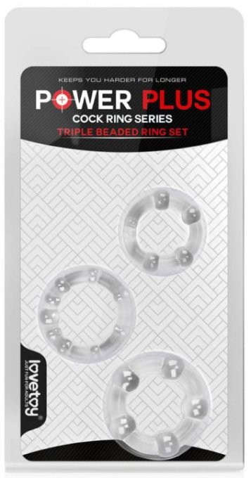 Lot de 3 cockrings Power Plus transparents