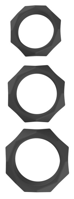 Lot de 3 Cockrings Silicone Heavy C-Ring Noirs