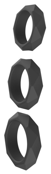 Lot de 3 Cockrings Silicone Heavy C-Ring Noirs
