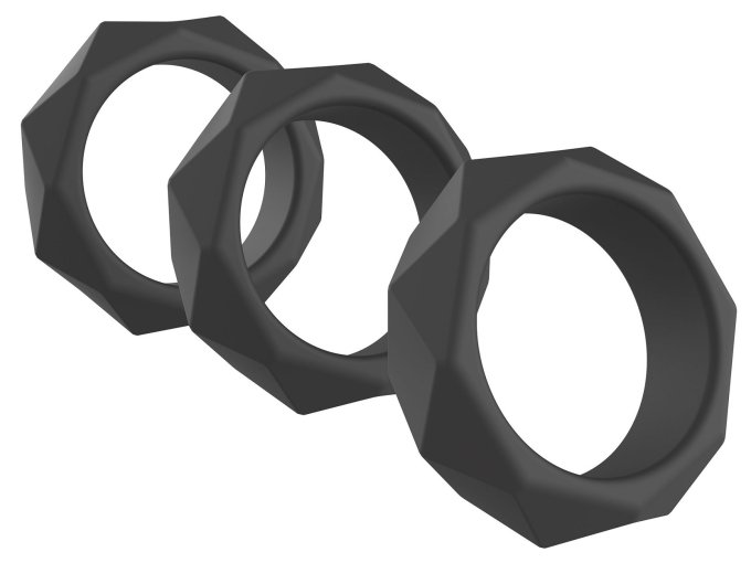 Lot de 3 Cockrings Silicone Heavy C-Ring Noirs