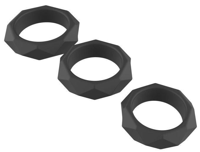 Lot de 3 Cockrings Silicone Heavy C-Ring Noirs