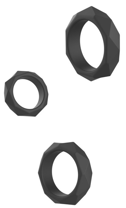 Lot de 3 Cockrings Silicone Heavy C-Ring Noirs