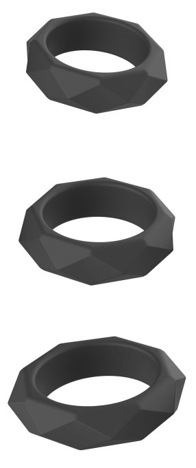 Lot de 3 Cockrings Silicone Heavy C-Ring Noirs