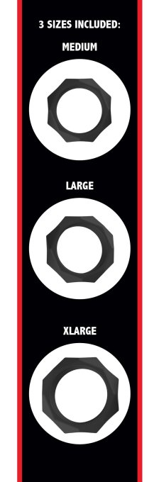 Lot de 3 Cockrings Silicone Heavy C-Ring Noirs