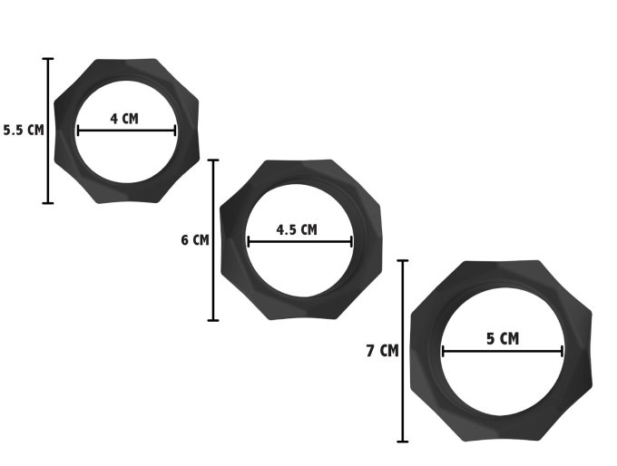 Lot de 3 Cockrings Silicone Heavy C-Ring Noirs