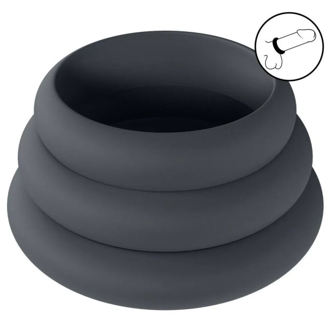 Lot de 3 Cockrings Silicone Wide-O S-L 30-42mm