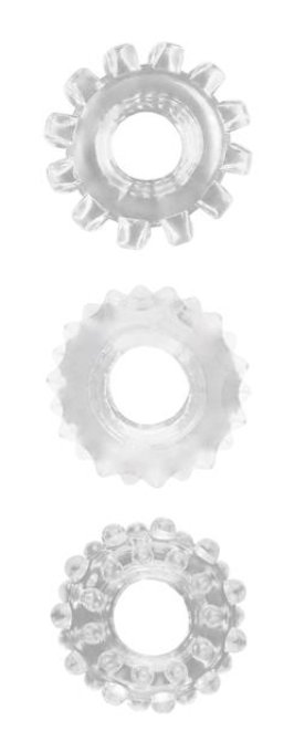 Lot de 3 Cockrings souples GEAR UP Transparents