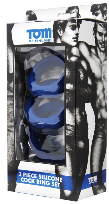 Lot de 3 Cockrings Tom of Finland Bleus