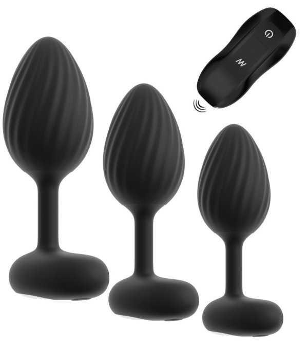 Lot de 3 Plugs vibrants Vrillass Noirs 10 Vibrations