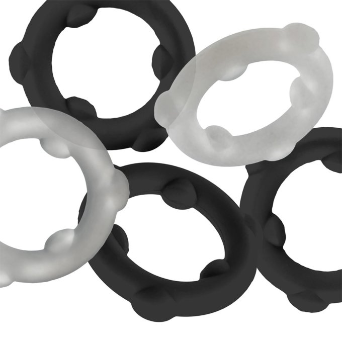 Lot de 5 Cockrings Spinner 25 mm Noir-Blanc