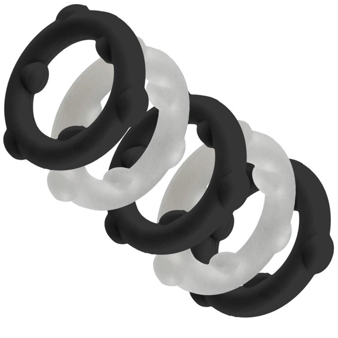 Lot de 5 Cockrings Spinner 25 mm Noir-Blanc