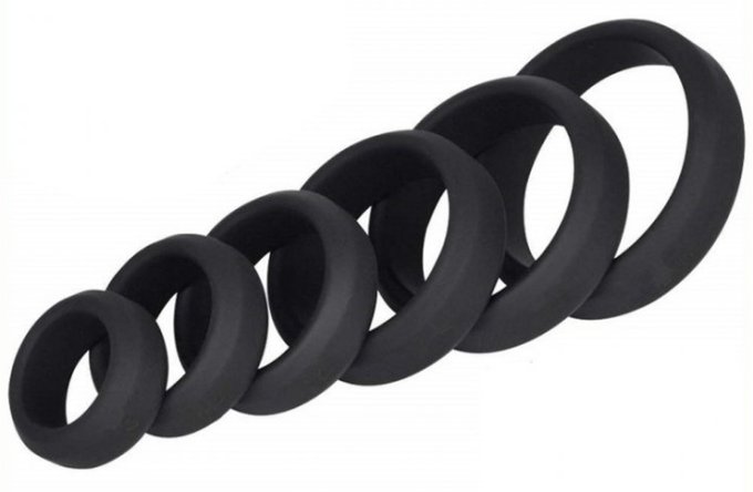 Lot de 6 cockrings Silicone Hyperion Noir