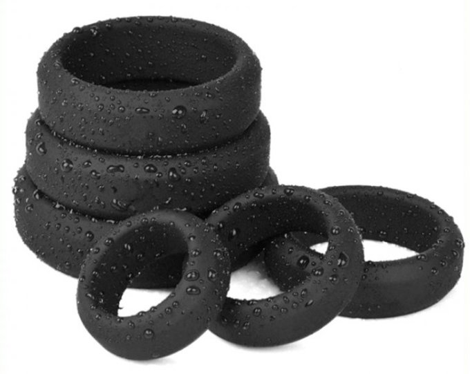 Lot de 6 cockrings Silicone Hyperion Noir
