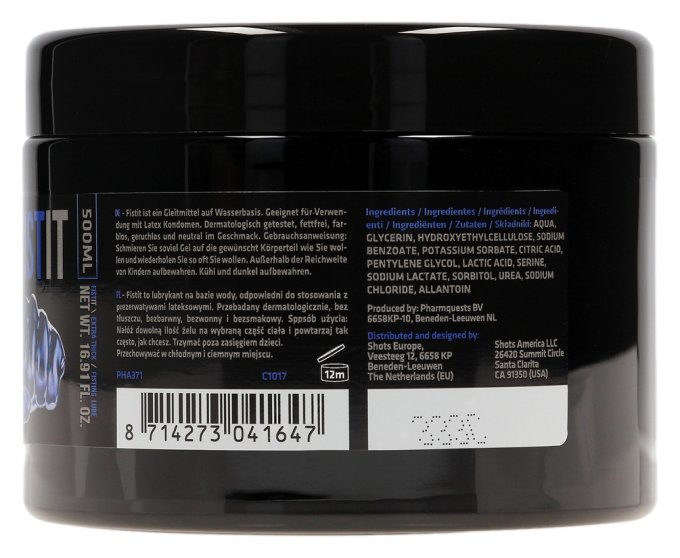 Lubrifiant Eau FIST IT EXTRA THICK 500 ml -Pot noir