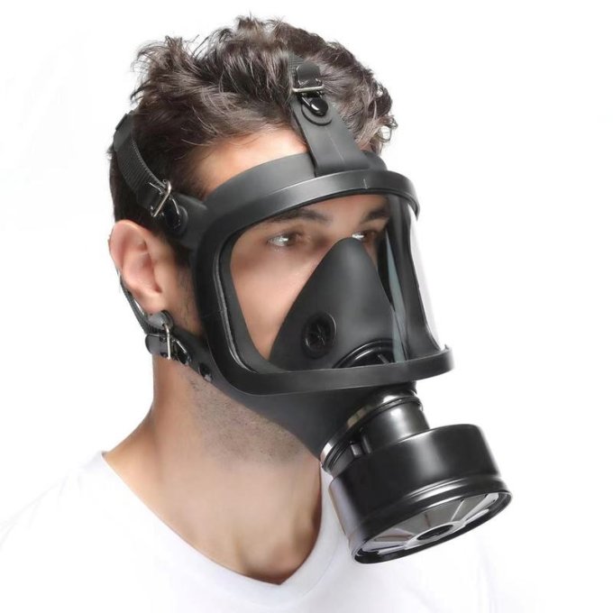 Masque à gaz BDSM FULL VISU Noir