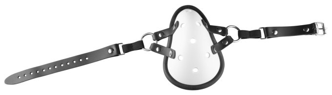 Masque avec Lanières en Cuir « Sniff my .... » Blanc