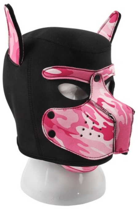 Masque Puppy Néoprène Dog On Noir-Camouflage Rose