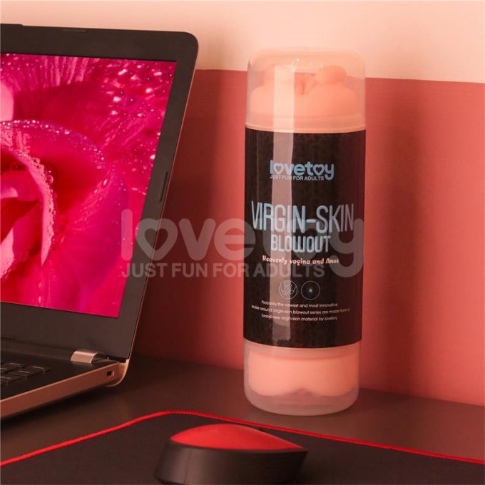 Masturbateur 2 entrées vagin-anus Virgin-skin blowout Bleu