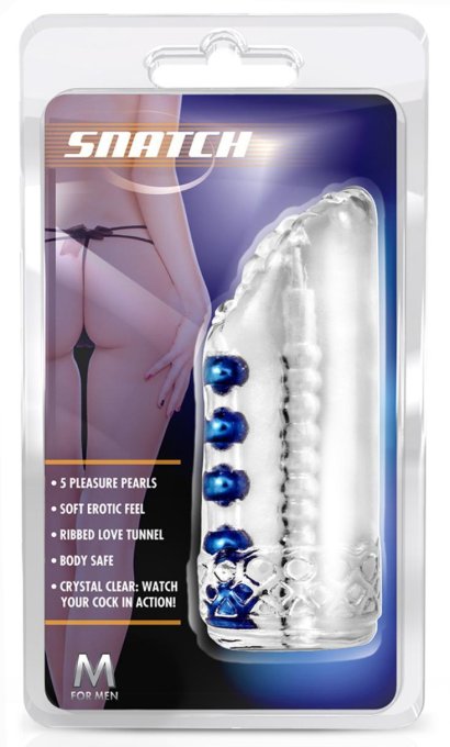Masturbateur souple Snatch Transparent-Bleu