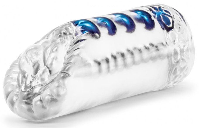 Masturbateur souple Snatch Transparent-Bleu
