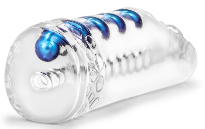 Masturbateur souple Snatch Transparent-Bleu