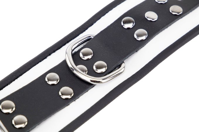 Menotte en cuir - Blanc/ Noir