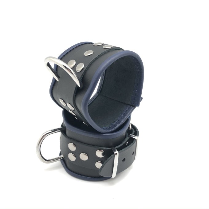 Menotte en cuir - Noir/Bleu