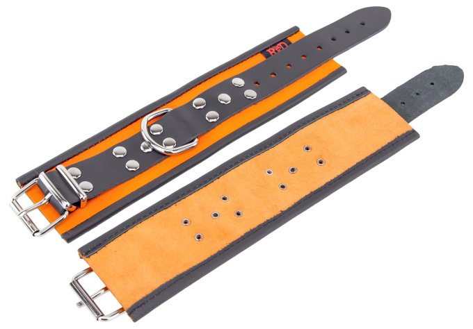 Menotte en cuir - Orange/ Noir