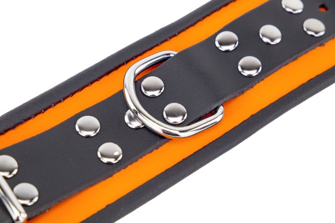Menotte en cuir - Orange/ Noir
