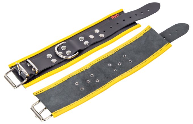 Menottes en cuir pour Chevilles Noir-Jaune