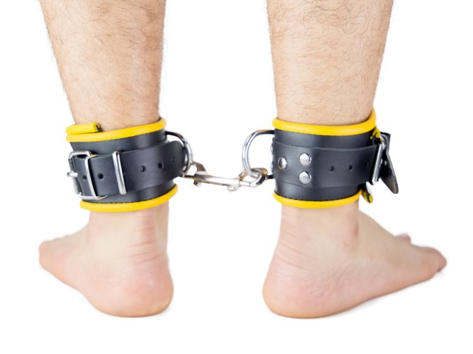 Menottes en cuir pour Chevilles Noir-Jaune