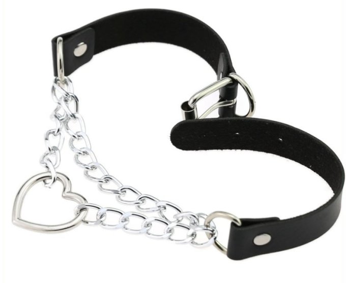 Metal Heart Collar With Chain BLACK