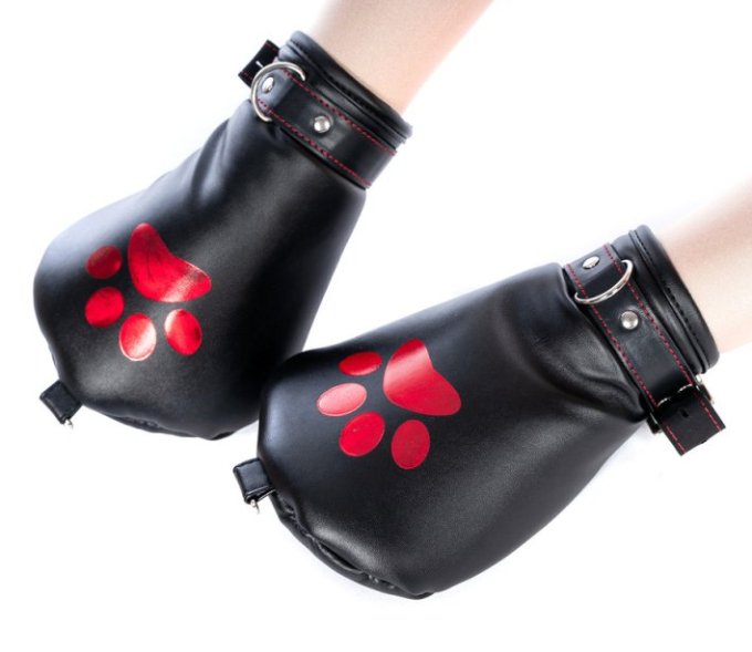 Mitaines Dog Paw Noir-Rouge