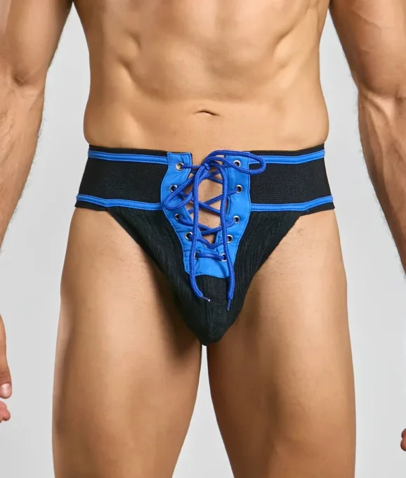 Jockstrap FETISH FOOTBALL MaleBascis Noir-Bleu