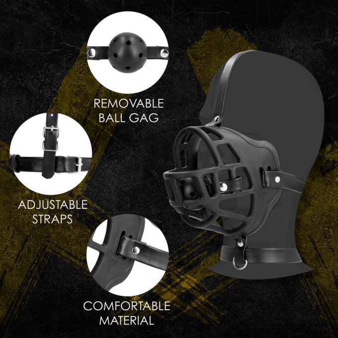 Muselière avec Bâillon-boule Muzzle Gag Noire