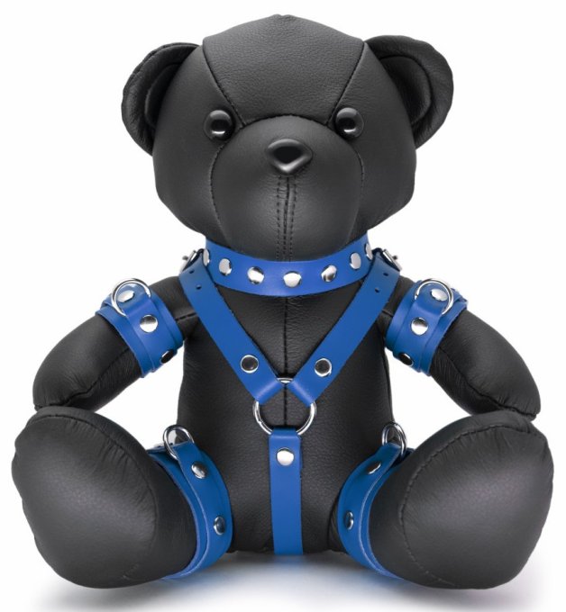 Ours en cuir Bendy The Bdsm Teddy Bear Bleu