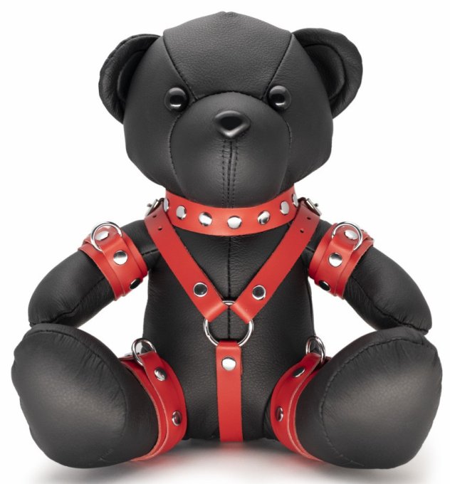 Ours en cuir Bendy The Bdsm Teddy Bear Rouge