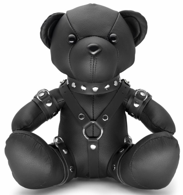 Ours en cuir Bendy The Bdsm Teddy Bear Noir