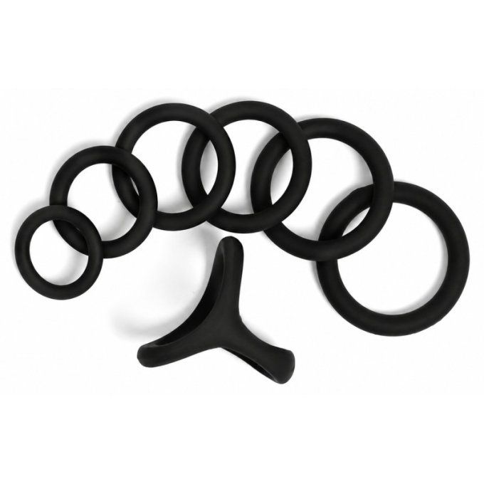 Pack 7 Cockrings Full Erect Noirs