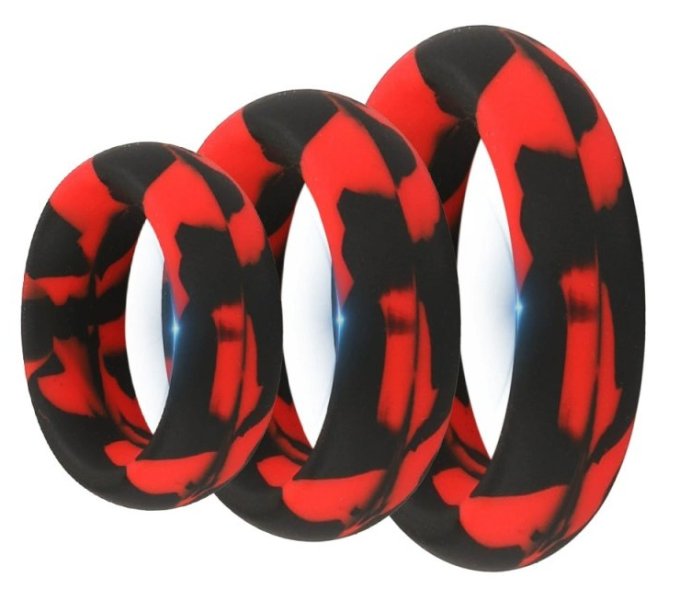 Pack 3 Cockrings Silimix Rouge-Noir