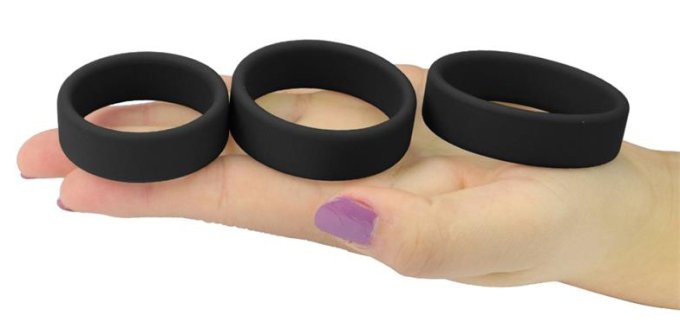 Pack de 3 cockrings silicone SiliRing Noirs