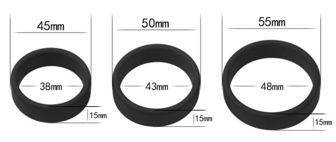Pack de 3 cockrings silicone SiliRing Noirs