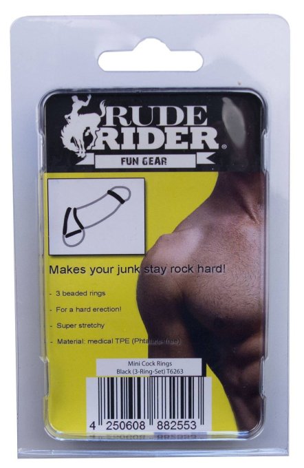 Pack de 3 mini cockrings souples noirs