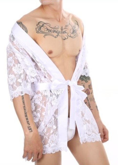 Peignoir court Dentelle Night Lace Blanc
