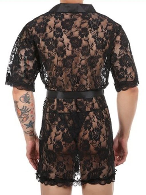 Peignoir court Dentelle Night Lace Noir