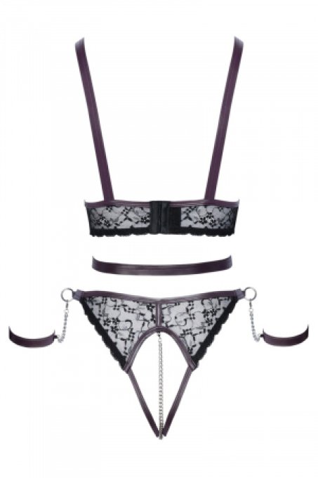 Ensemble ouvert 3 pièces noires - Cotelli Bondage